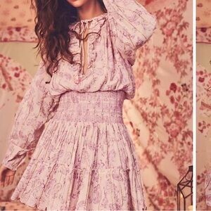 House of Harlow 1960 | Ruffle Hem Smocked Boho Mini Dress